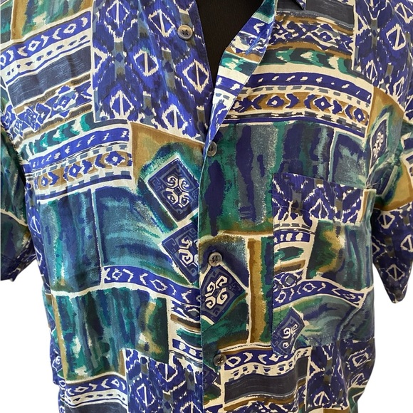 Robert Stock Mens Vintage 1990s Silk Button Down - Picture 5 of 7